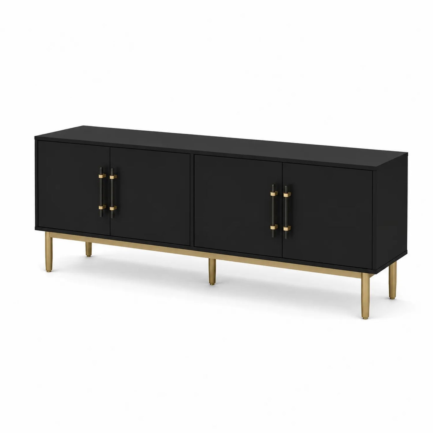 Schwarzes MDF-TV-Möbel mit goldfarbenen Metallbeinen 160x40x50 cm