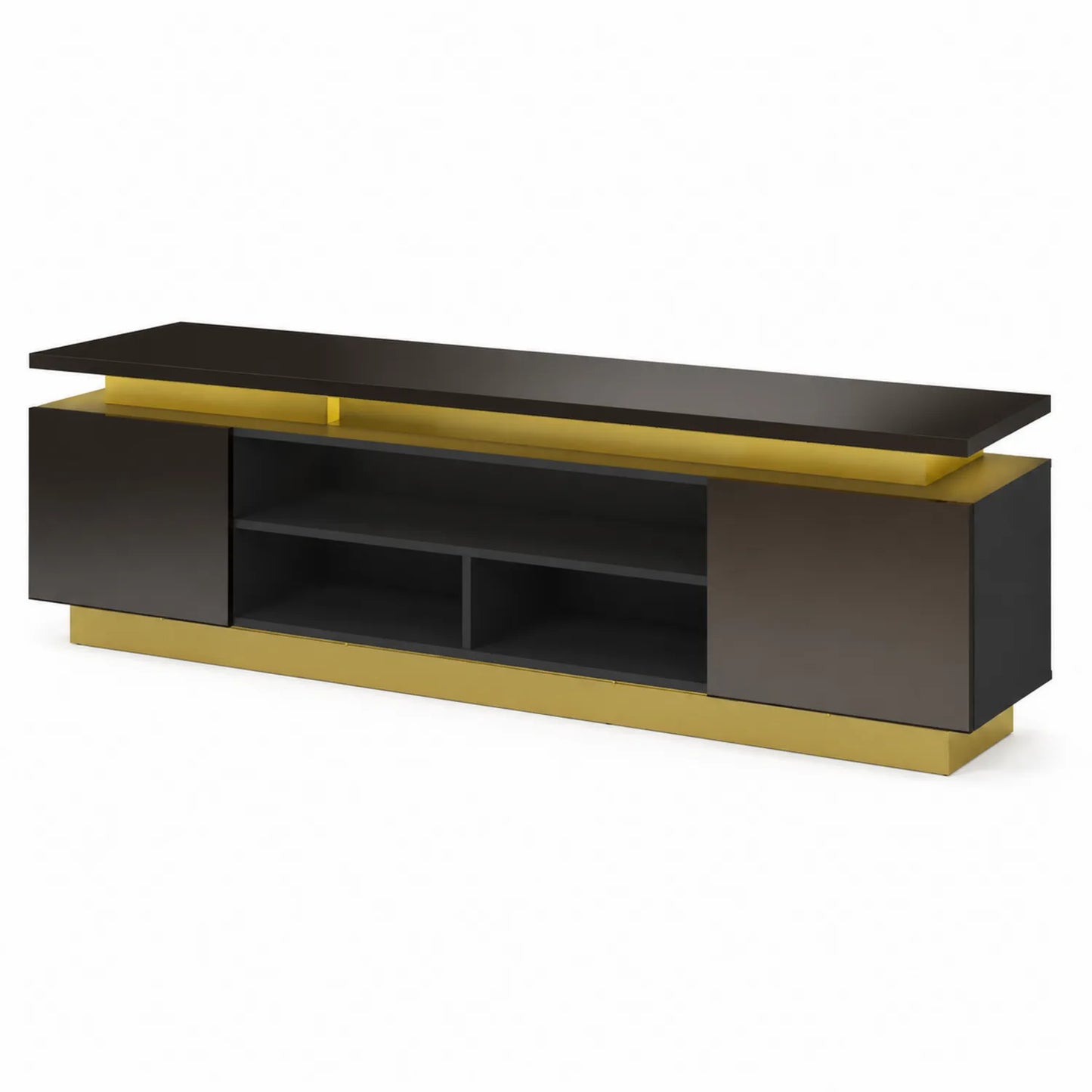 TV-Tisch MDF Schwarz/Gold 180cm