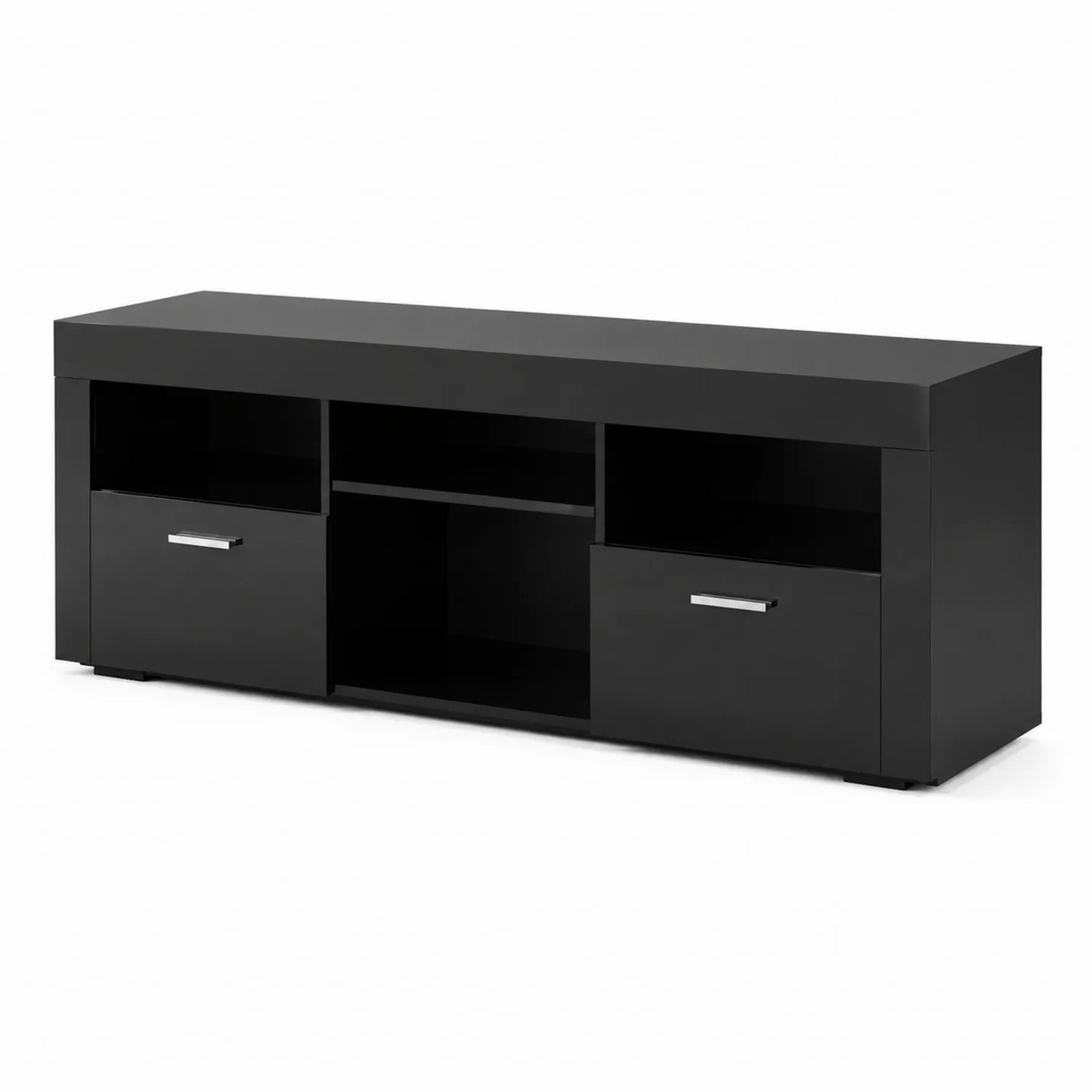 TV-Lowboard Schwarz MDF mit Fächern und Schubladen