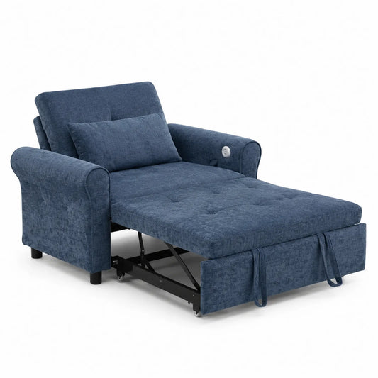 Schlafsofa Klappbar Metallrahmen Polyester Blau, 190x120 cm