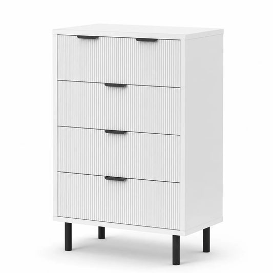 Kommode mit 4 Schubladen Weiß MDF