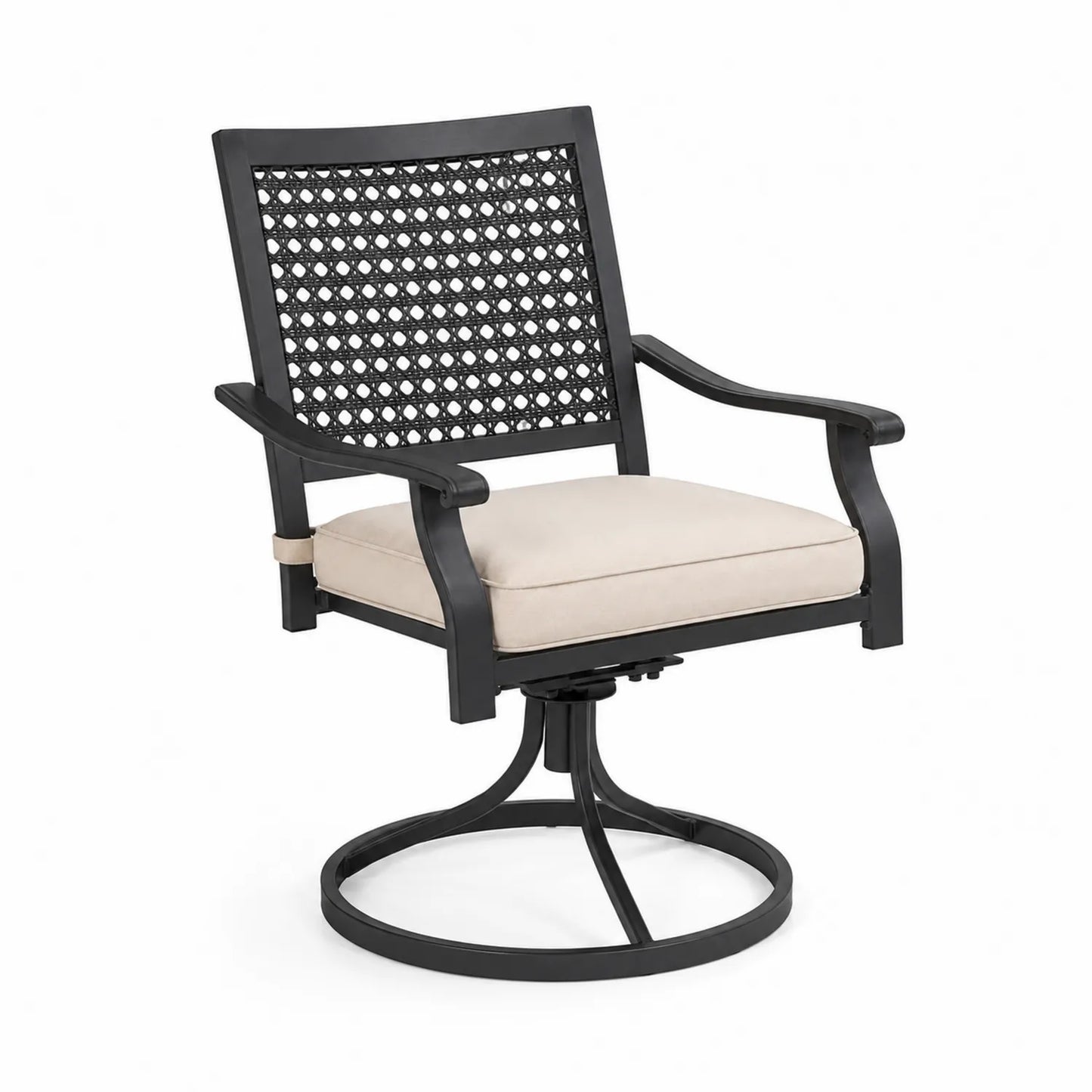 Drehstuhl aus Aluminium mit Kissen Schwarz/Beige