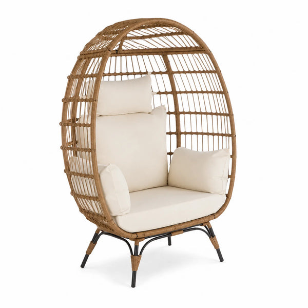 Rattan Lounge Sessel mit Kissen Beige, 150 cm