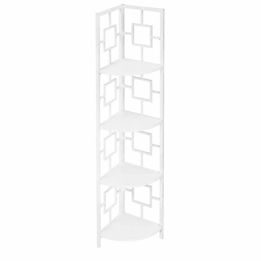 Eckregal 4-stufig Metall Weiß 120x30x30cm
