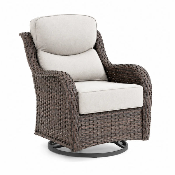Outdoor-Sessel aus Rattan mit Drehfunktion Stahl Hellgrau