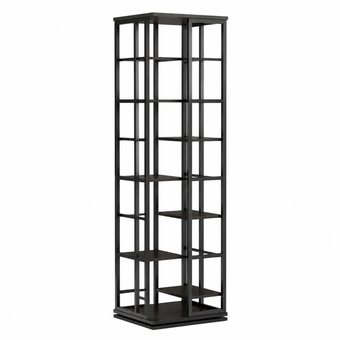 Schwarzes Metall- und MDF-Regal, Höhe 180 cm