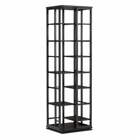 Schwarzes Metall- und MDF-Regal, Höhe 180 cm